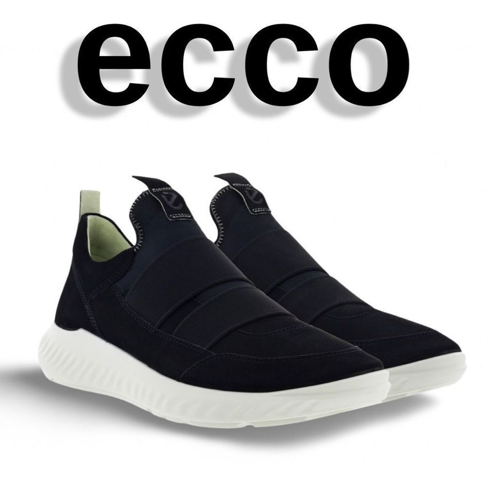 ECCO MEN'S ATH-1FTR SLIP-ON, Black & White, EUC w/ Box, Size 42 (8-8.5)